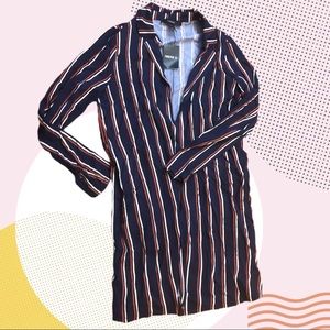 Forever 21 navy/rust striped jacket new